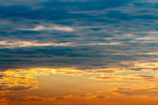 Colorful dramatic sky with cloud at sunset