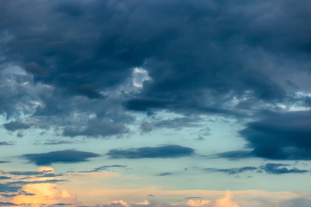 Colorful dramatic sky with cloud at sunset