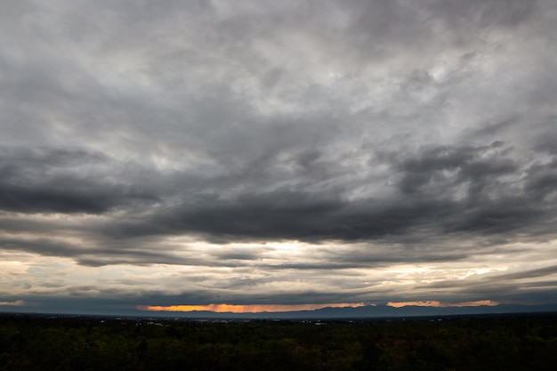 Colorful dramatic sky with cloud at sunset