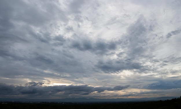 Colorful dramatic sky with cloud at sunset