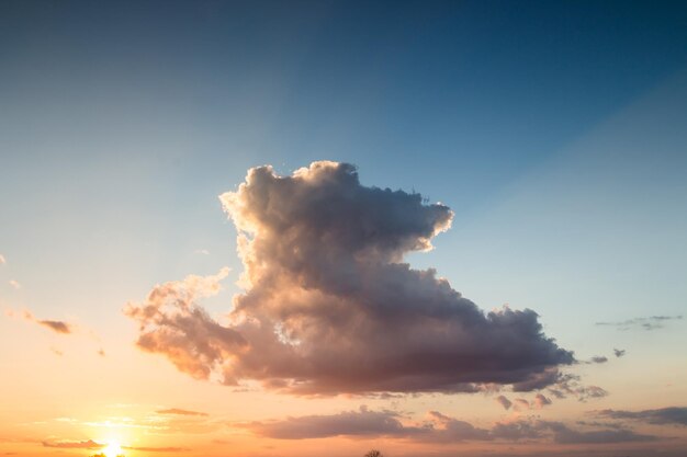 Colorful dramatic sky with cloud at sunset