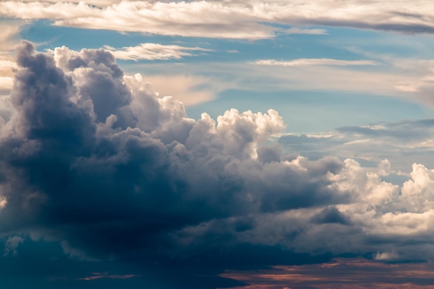 Colorful dramatic sky with cloud at sunset