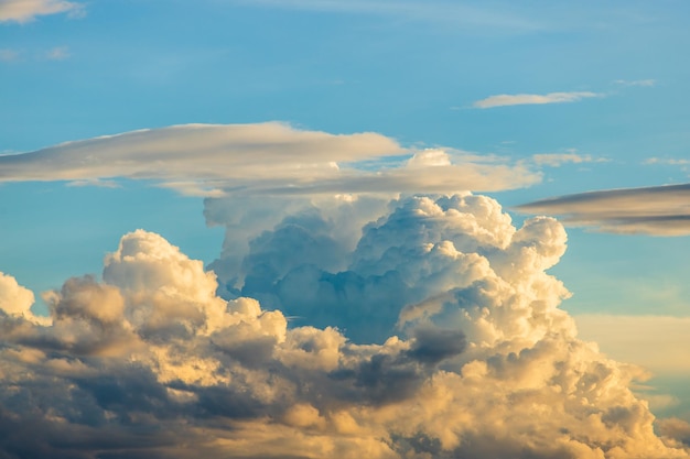 Colorful dramatic sky with cloud at sunsetxA