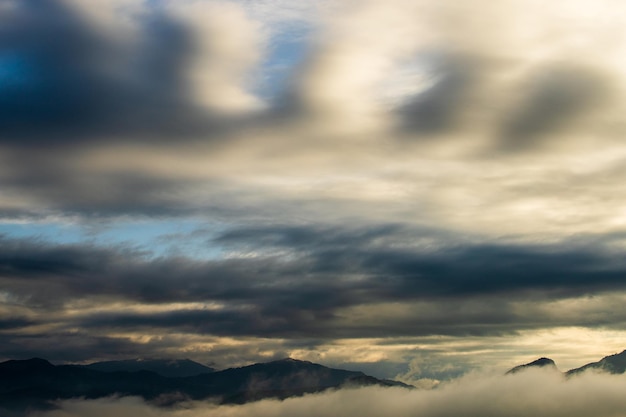 Colorful dramatic sky with cloud at sunsetxA