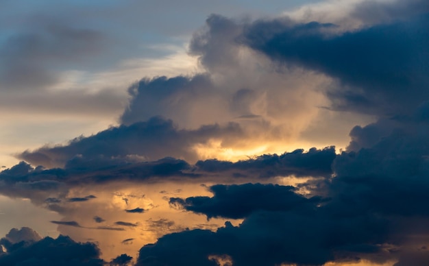 Colorful dramatic sky with cloud at sunsetxA