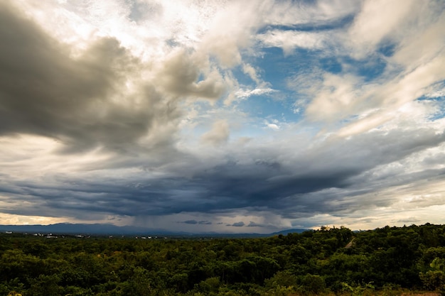 Colorful dramatic sky with cloud at sunsetxA