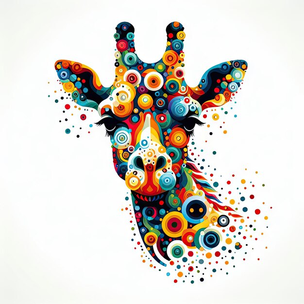 Photo a colorful drawing of a giraffe with the word quot eye quot on it