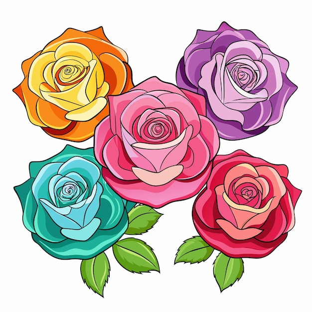 Photo a colorful drawing of roses with the name  the name of the rose