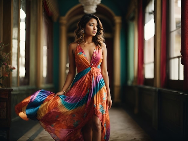 Colorful dress with a girl