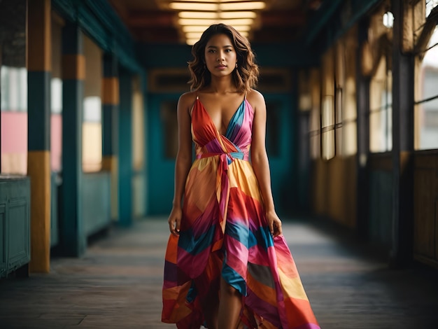 Colorful dress with girl