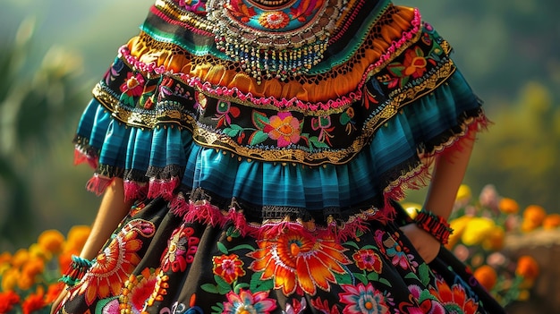 a colorful dress with the name of the artist on the bottom