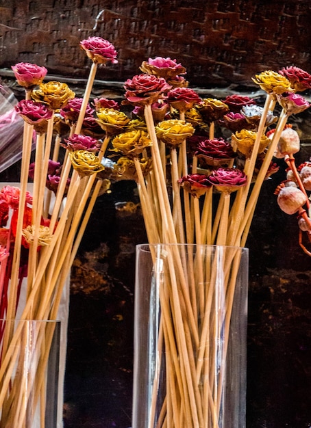 Colorful dried wild flowers for doceration