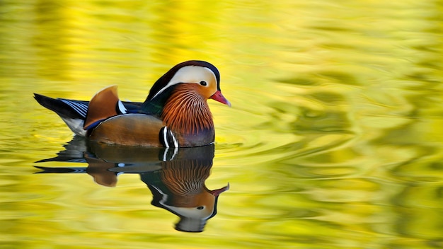 Photo colorful ducks swimming in the lake water