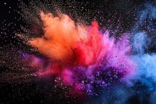 Colorful dust explosion background texture colorful powder explosion dust splash concept