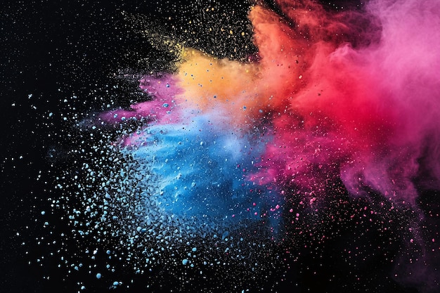 Colorful dust explosion background texture colorful powder explosion dust splash concept