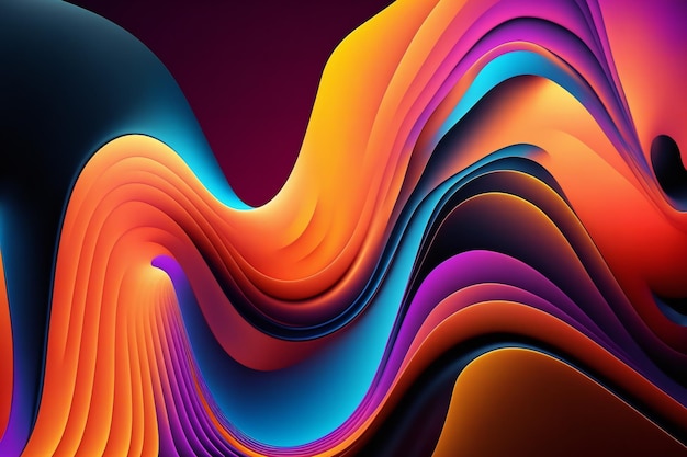 Colorful dynamic fluid wave creative digital illustration abstract colors