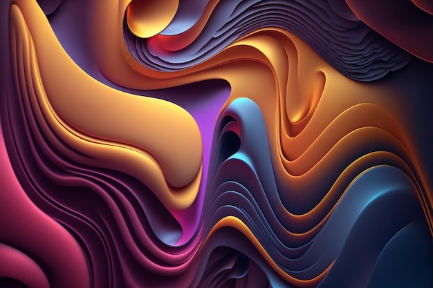 Colorful dynamic fluid wave creative digital illustration abstract colors