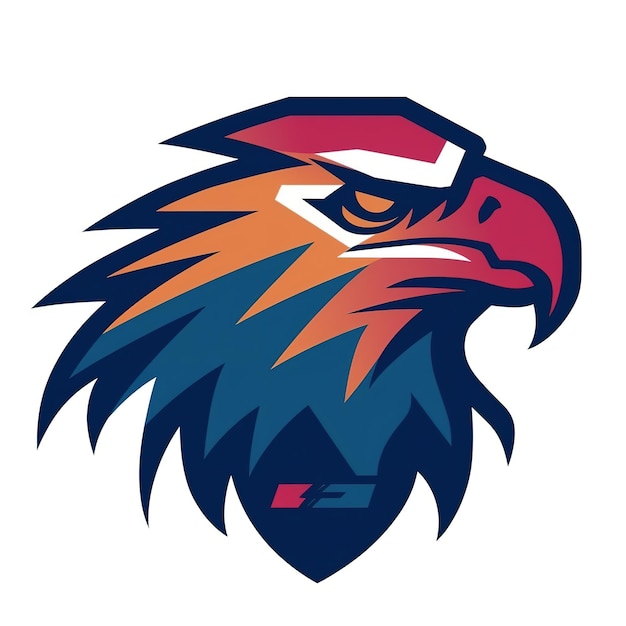 A colorful eagle logo with a red beak and a black letter t on it.