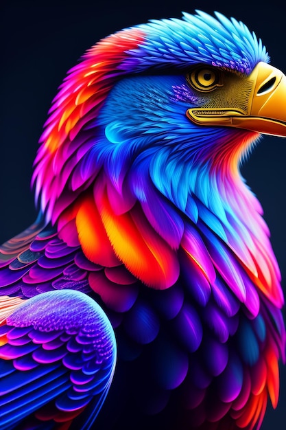 A colorful Eagle with a black background