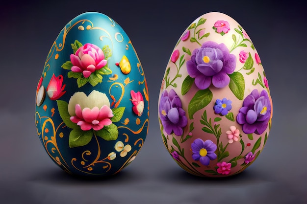 Colorful easter eggs in a basket on a white Generative Ai