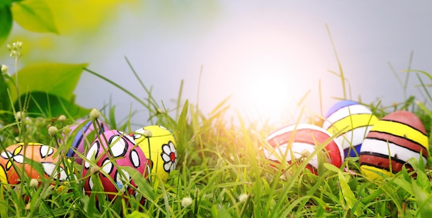 colorful Easter Eggs celebration Spring event background