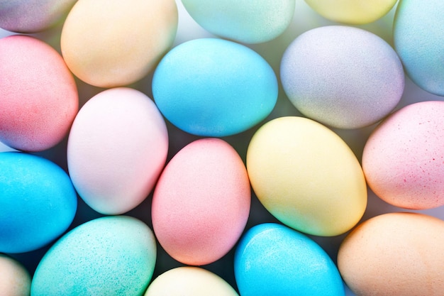 Colorful Easter eggs dyed by colored water with beautiful patter