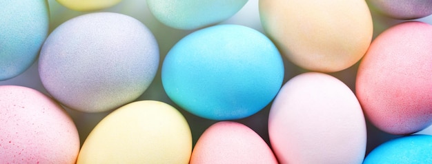 Colorful Easter eggs dyed by colored water with beautiful patter