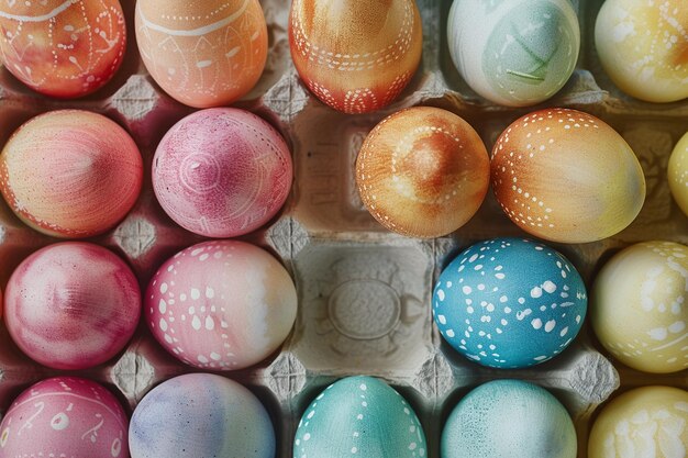 Colorful Easter Eggs in an Egg Carton