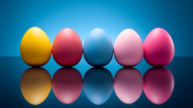 Colorful Easter Eggs in Pink Yellow and Blue AwardWinning