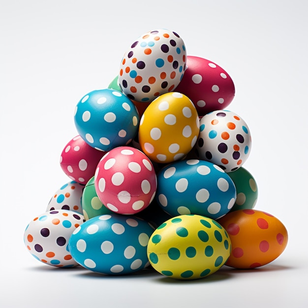 A colorful easter eggs with white background