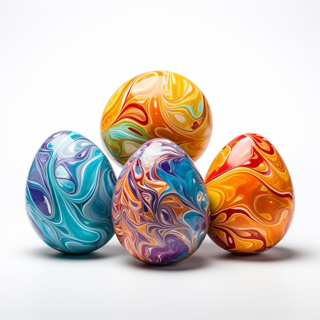 A colorful easter eggs with white background