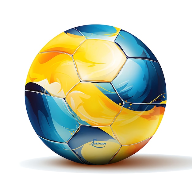 Colorful Ecuadorian Ecuavolley Ball Sports Toy Yellow and Blue Leathe Creative Traditonal Objects