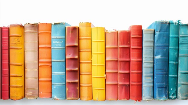 Photo colorful education back to school background with vibrant books in a row for learning and classroom themes