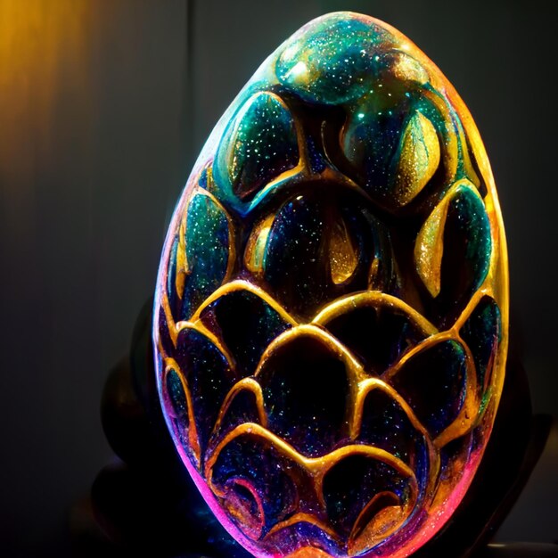 A colorful egg with the word easter on it