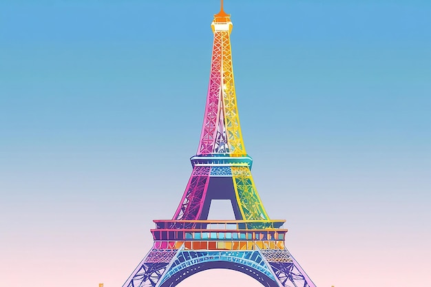 Colorful Eiffel Tower Vector Illustration