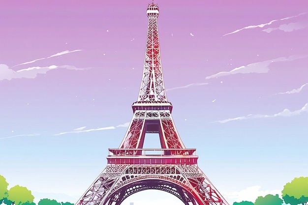 Colorful Eiffel Tower Vector Illustration