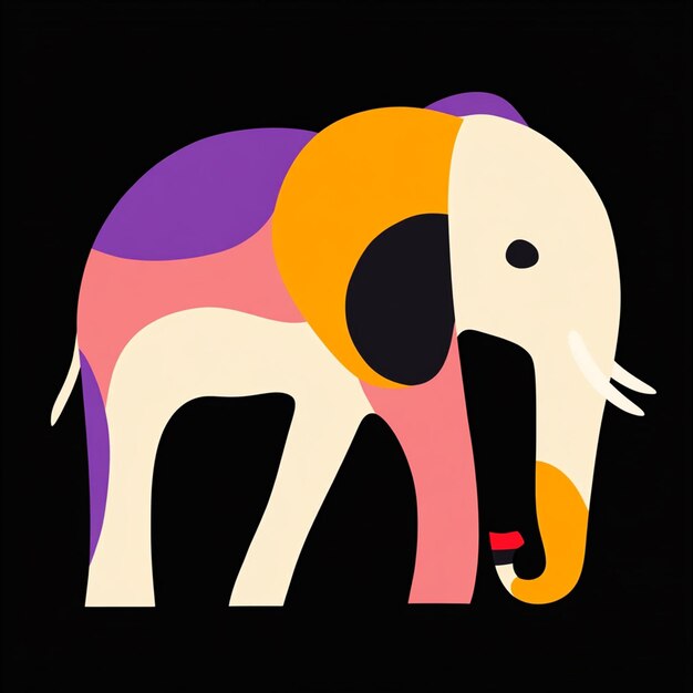 Photo a colorful elephant with a pink and orange pattern on it