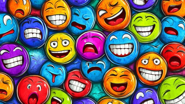 Photo colorful emojis showing different emotions background