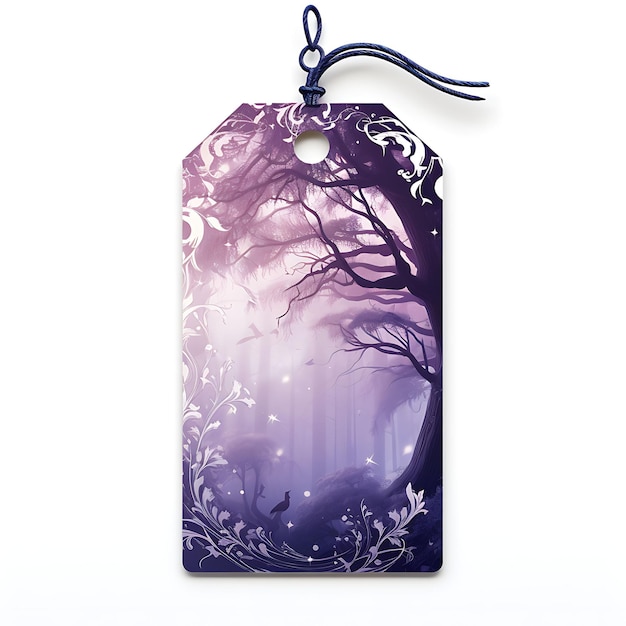 Photo colorful enchanting hang tag fairy silhouette shaped pastel purple an creative hang tag collection