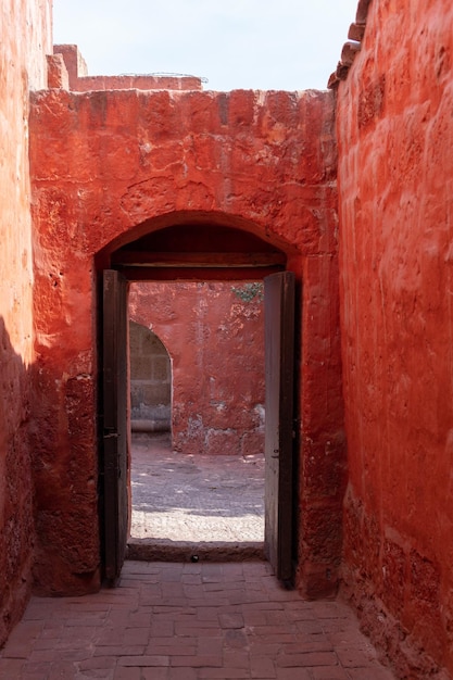 Colorful entrance to old mansion