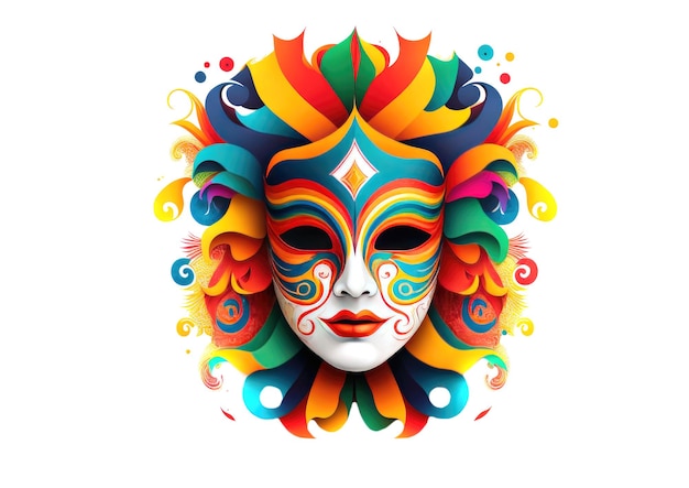 Colorful ethnic carnival masks on a white background Generative AI