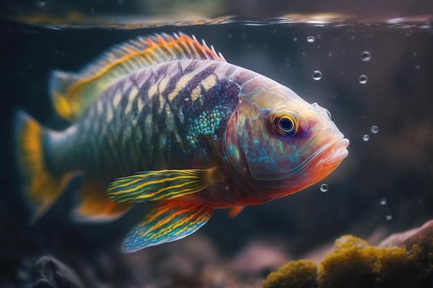 Colorful exotic fish underwater Generative AI