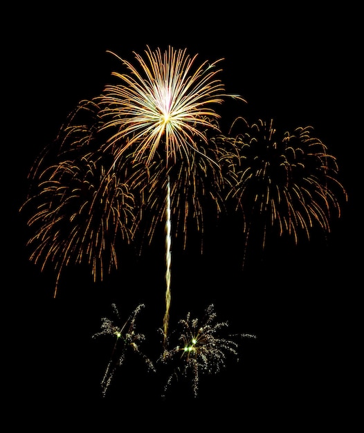 Colorful exploded fireworks isolated on black background