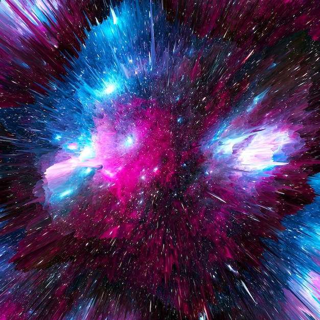 Colorful explosion 3d render.