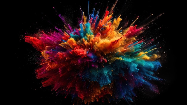 A Colorful Explosion on a Black Background Generative ai