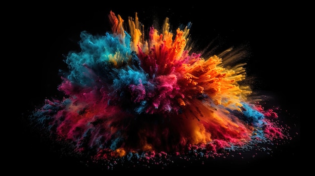 A Colorful Explosion on a Black Background Generative ai