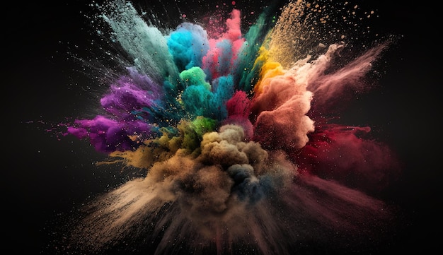 A Colorful Explosion on a Black Background Generative ai