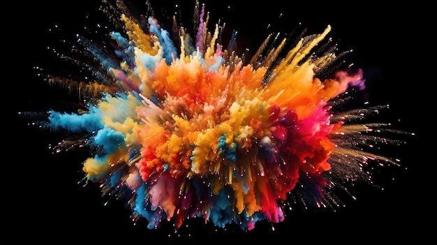 A Colorful Explosion on a Black Background Generative ai