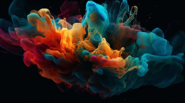 A colorful explosion in a black background