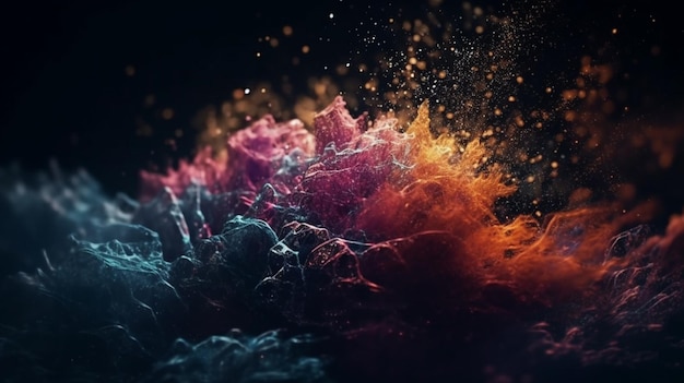 A colorful explosion in a dark background